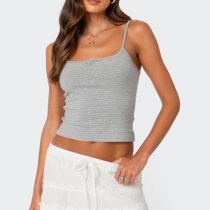 Striped Henley Tank Top