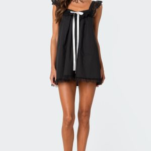 Rayne Lacey Babydoll Mini Dress