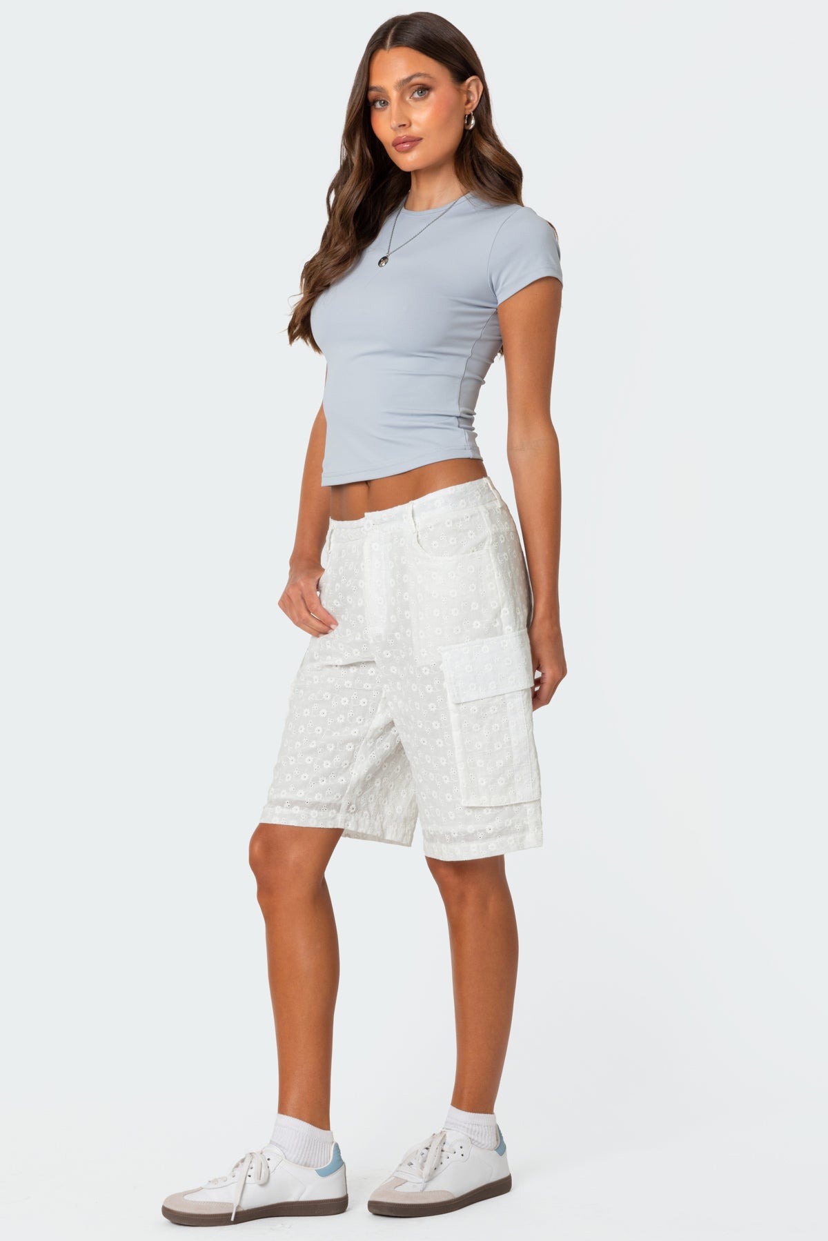 Eyelet Cargo Bermuda Shorts - Image 3