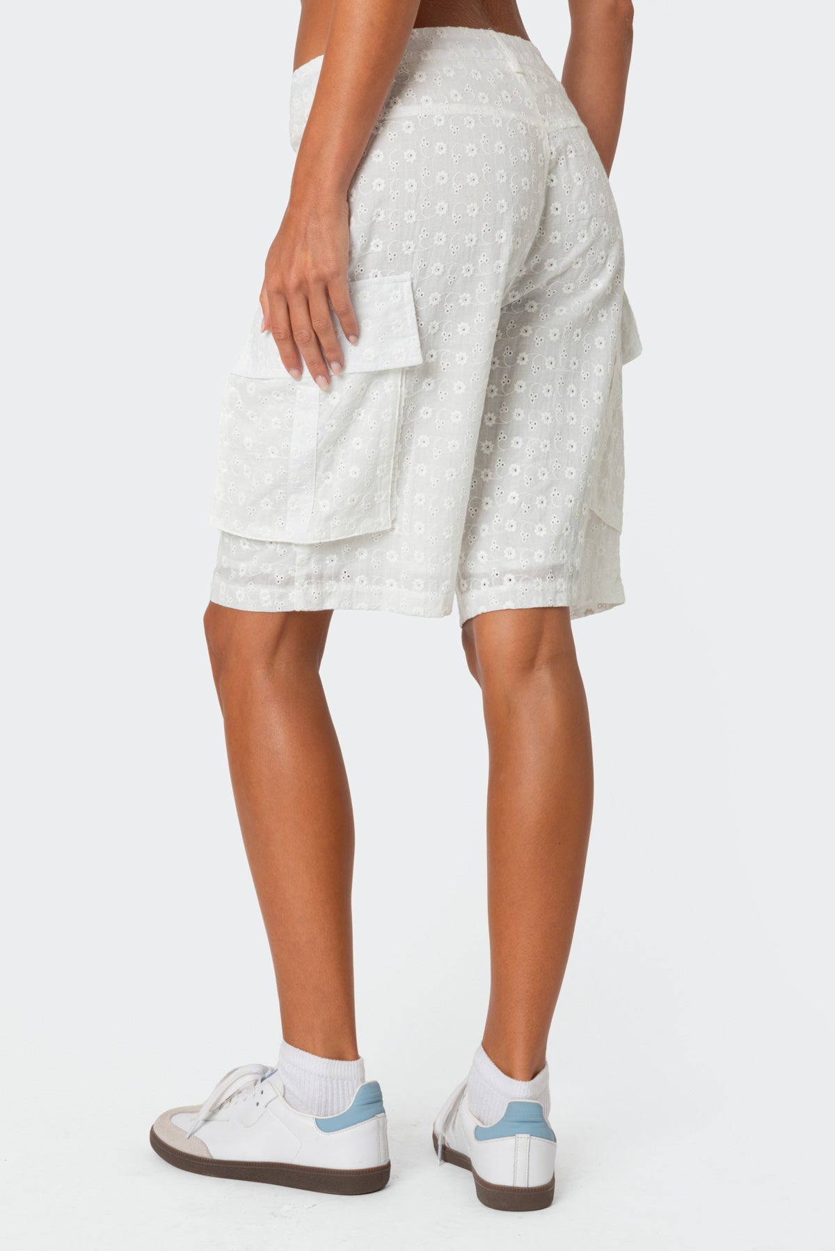 Eyelet Cargo Bermuda Shorts - Image 4