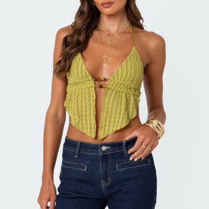 Anaya Textured Open Back Top