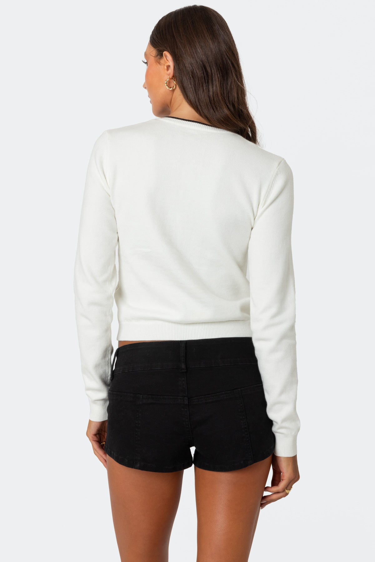 Contrast Bow Knit Cardigan - Image 5