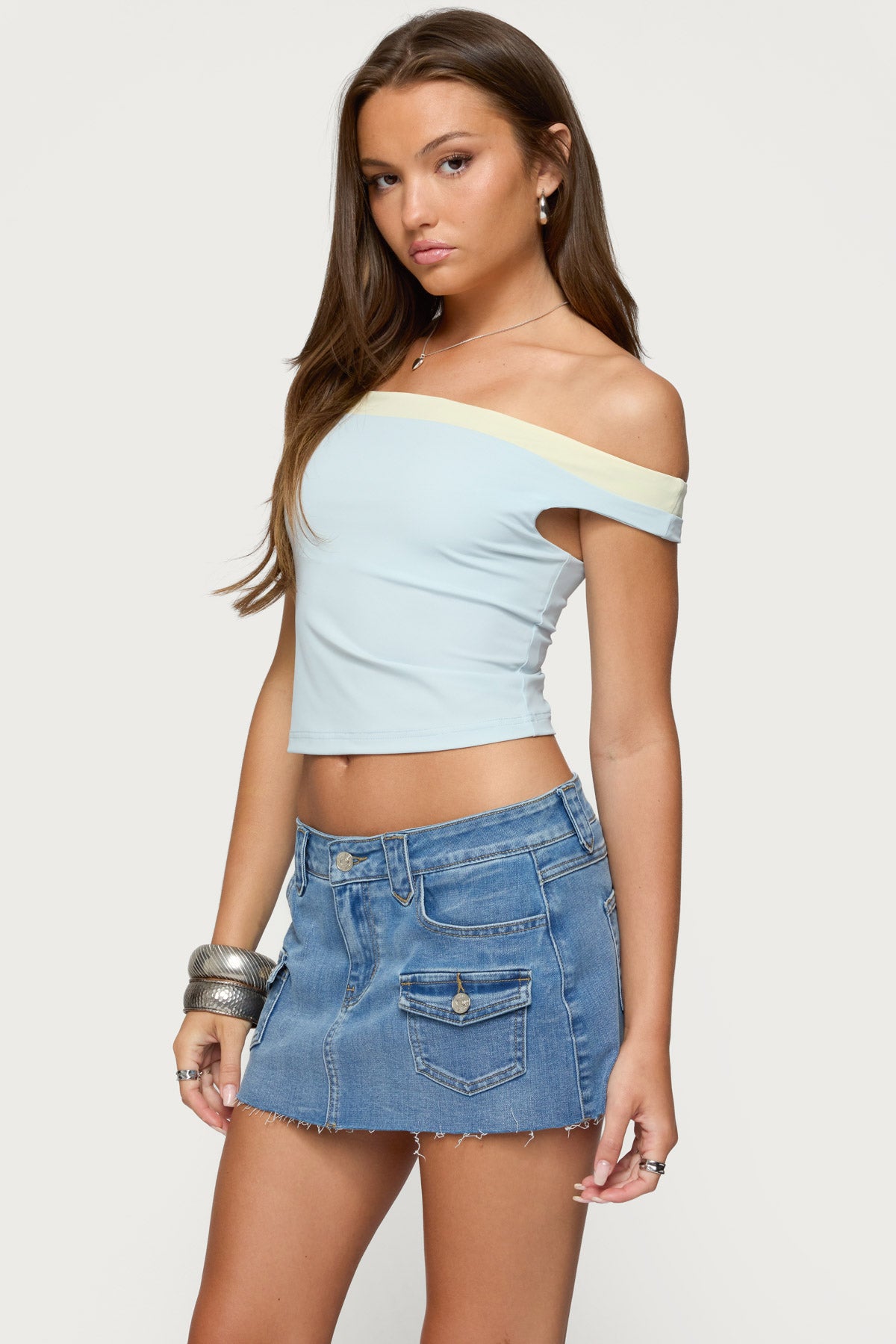 Strada Contrast Off Shoulder Top - Image 3