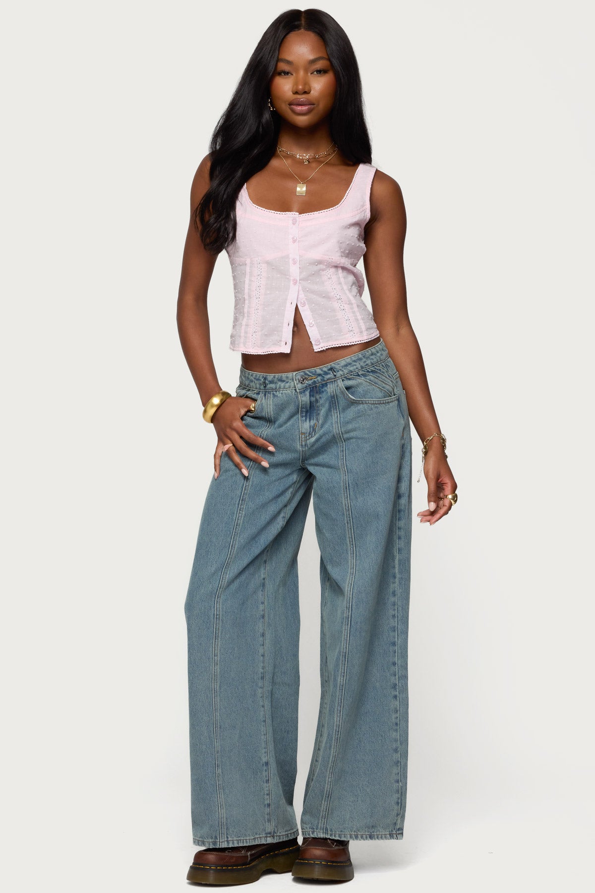 Embroidered Cotton Button Up Top - Image 5