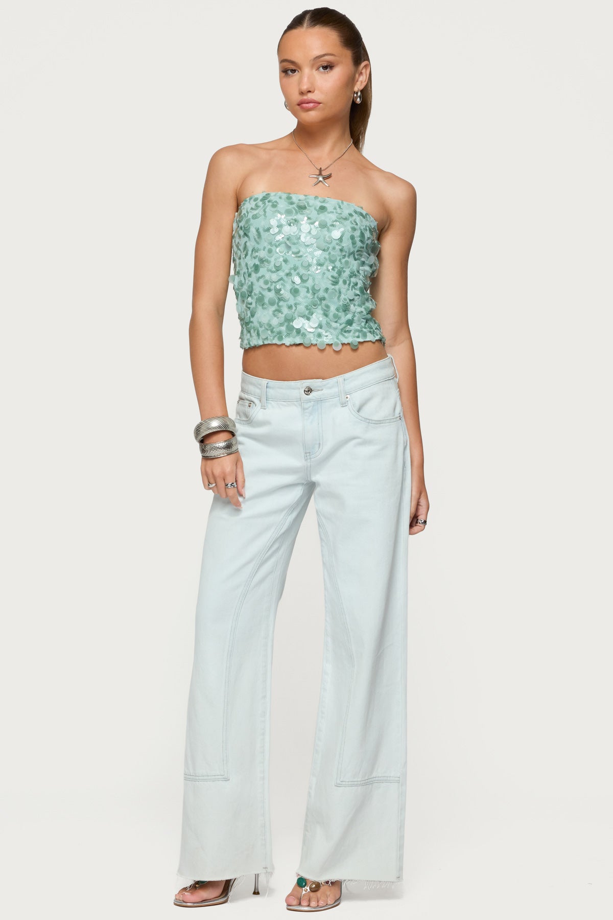 Brynn Sequin Strapless Top - Image 5