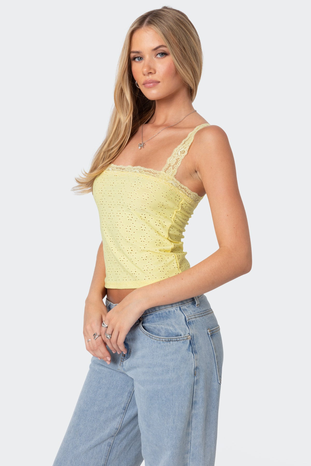 Virginia Lace Trim Eyelet Tank Top - Image 3