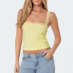 Virginia Lace Trim Eyelet Tank Top