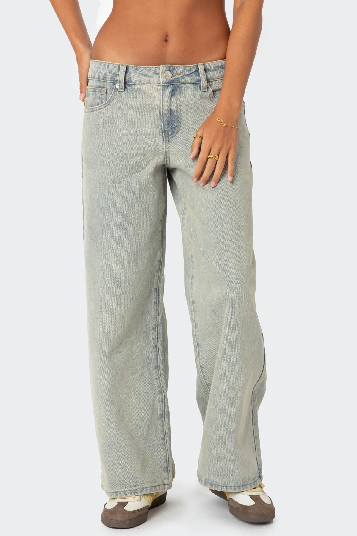 Petite Magda Low Rise Acid Wash Jeans - Image 2