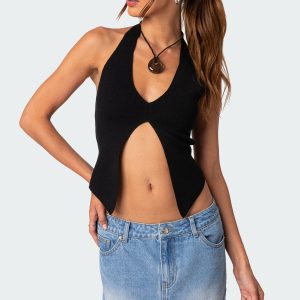 Sculpt Knitted Split Front Top