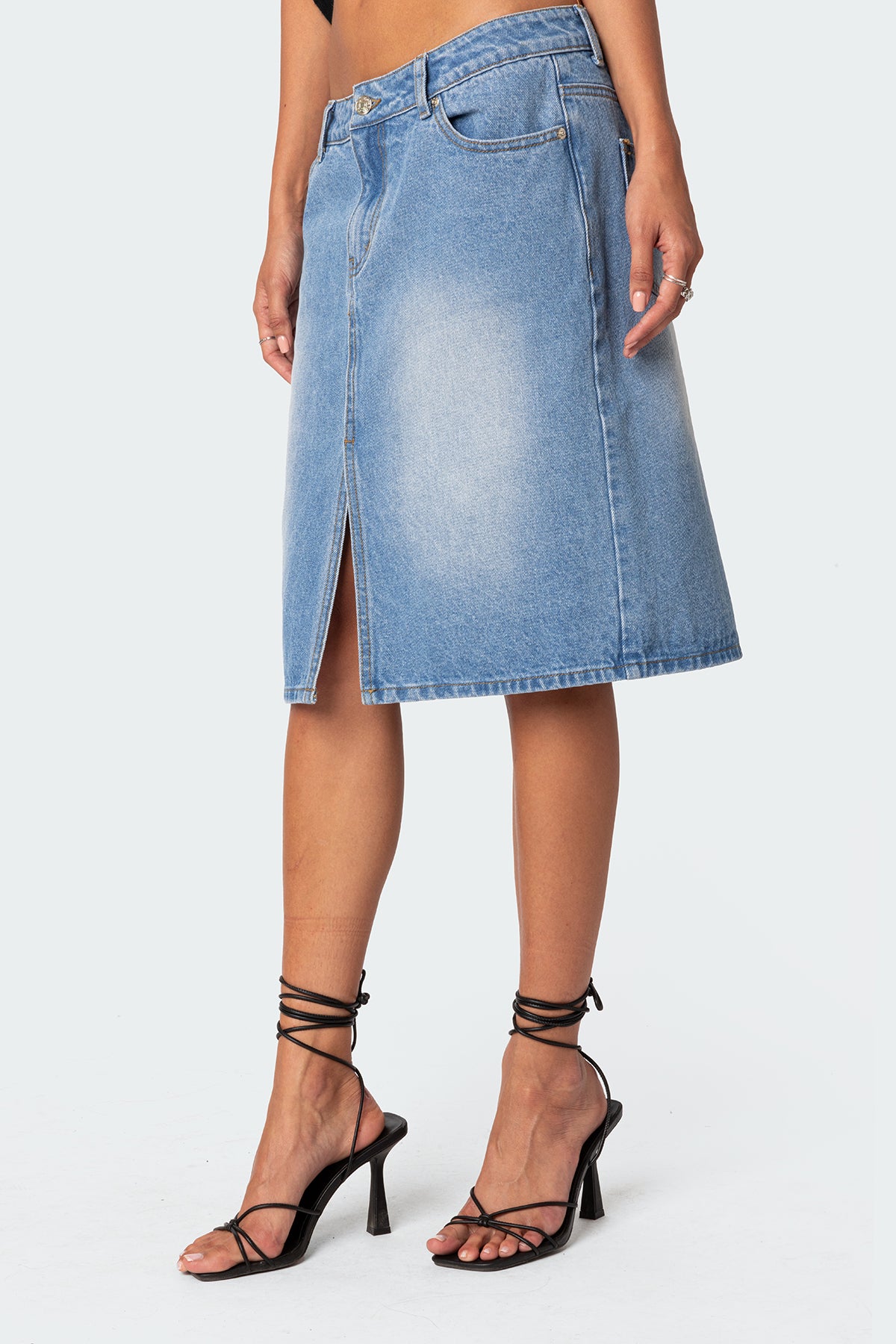 Junia Slitted Denim Midi Skirt - Image 3