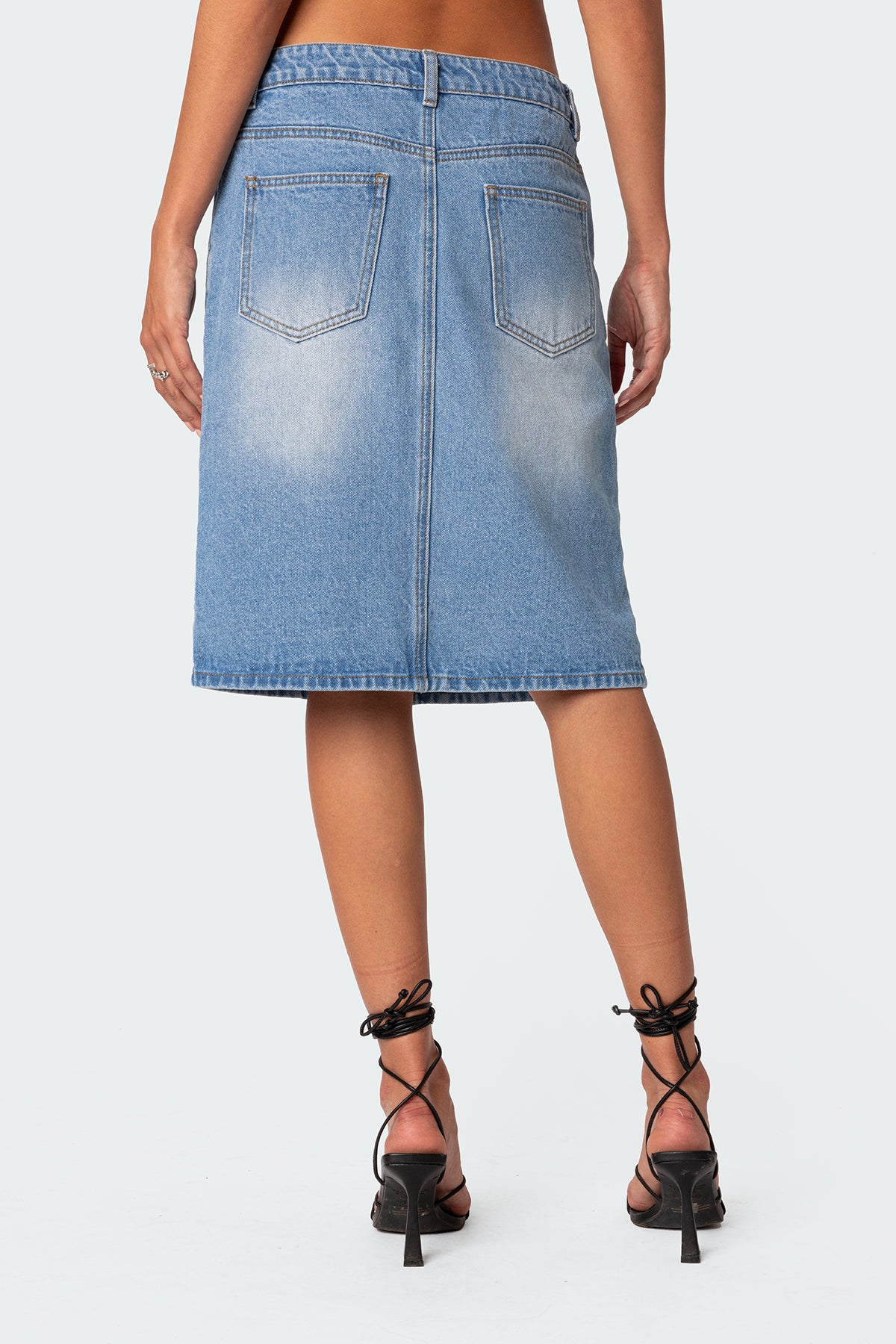 Junia Slitted Denim Midi Skirt - Image 4