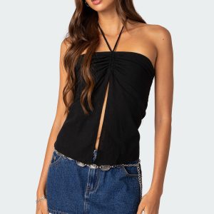 Gathered Split Front Top