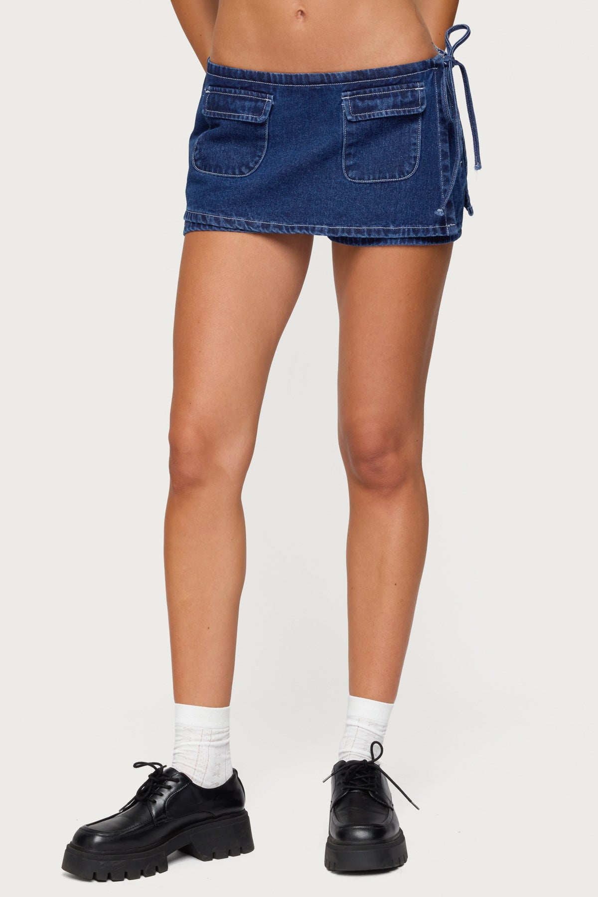 Giselle Wrap Denim Mini Skort - Image 2
