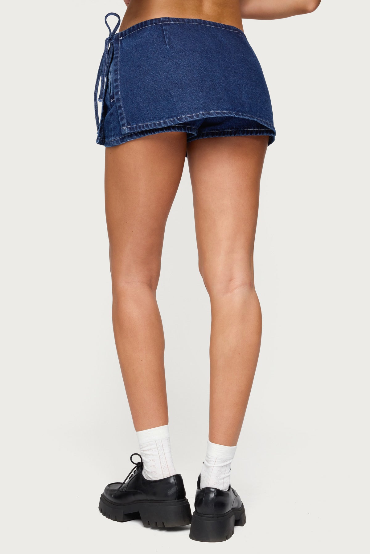 Giselle Wrap Denim Mini Skort - Image 4