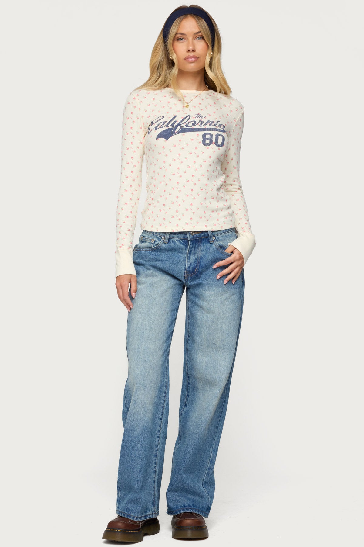 Cali Floral Ribbed Long Sleeve T Shirt - Image 6