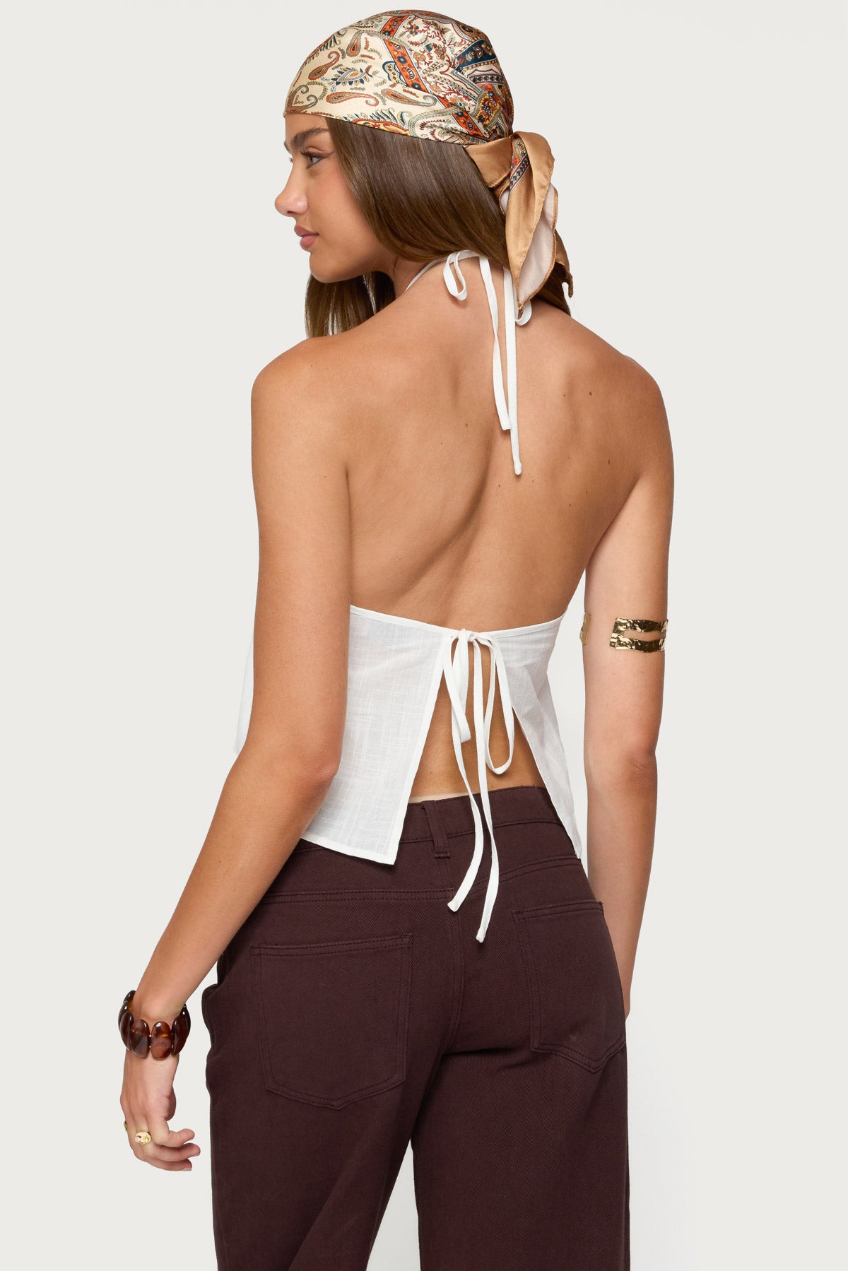 Oliviana Linen Look Halter Top - Image 4