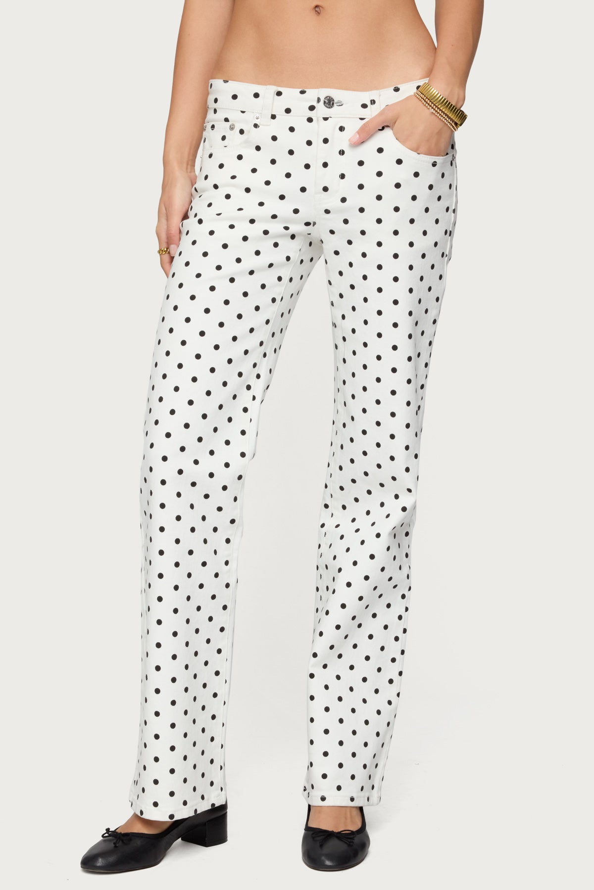 Romily Polka Dot Low Rise Jeans - Image 3