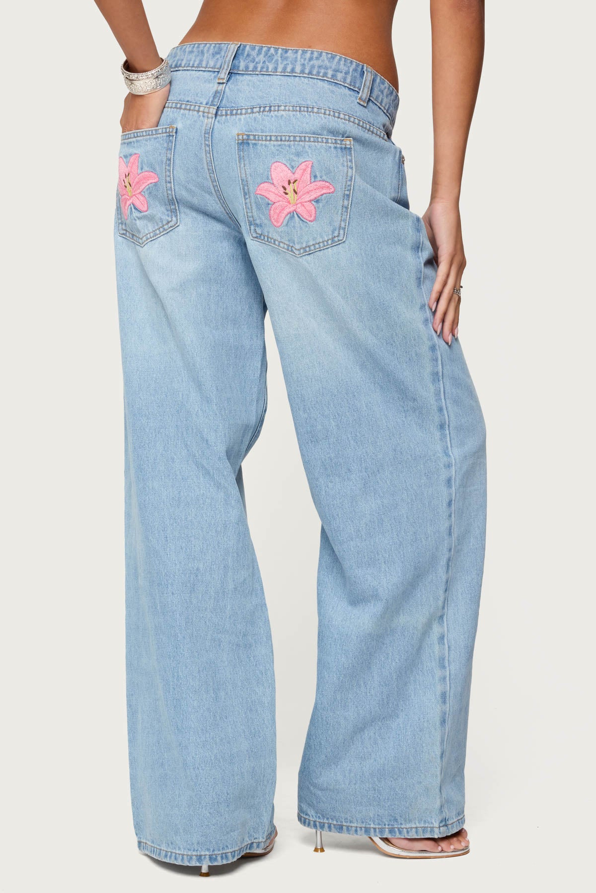 Mirra Embroidered Flower Low Rise Jeans - Image 4