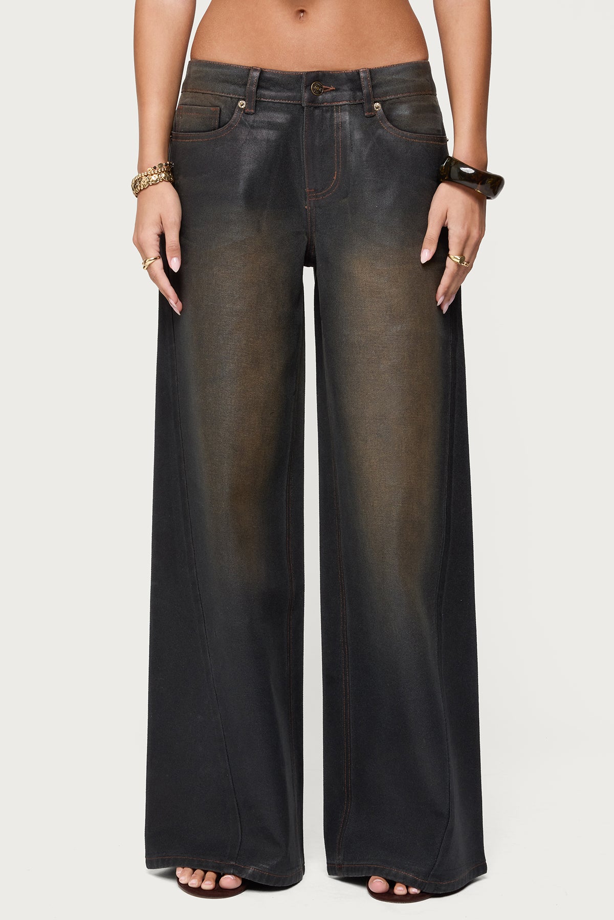 Oversized Mud Wash Low Rise Jeans - Image 2