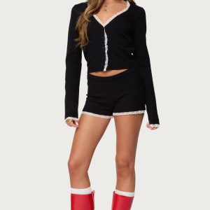 Sansa Lacey Knit Micro Shorts