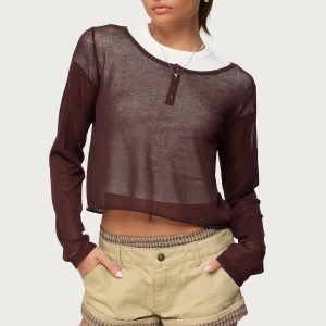 Kilian Sheer Knit Henley Top