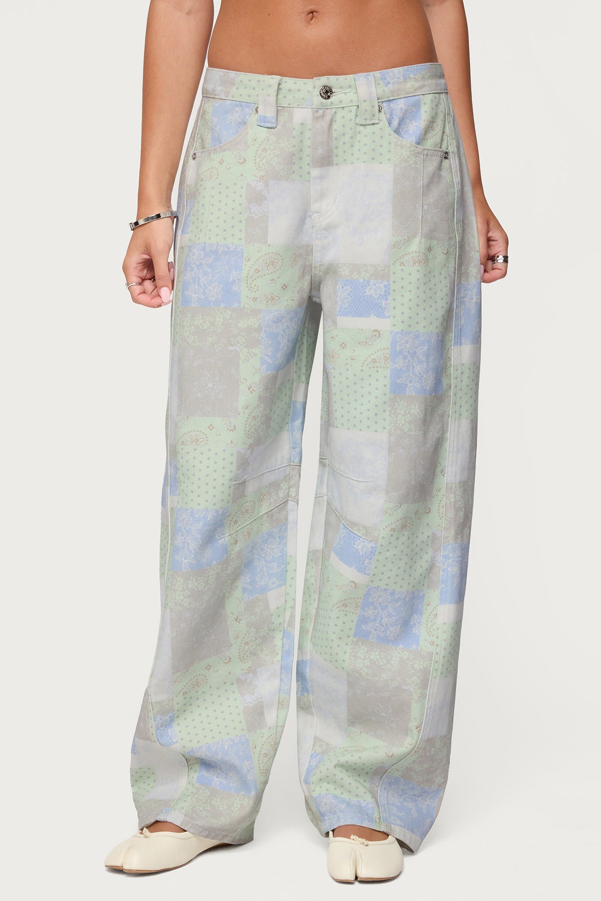 Patchwork Low Rise Baggy Jeans - Image 2