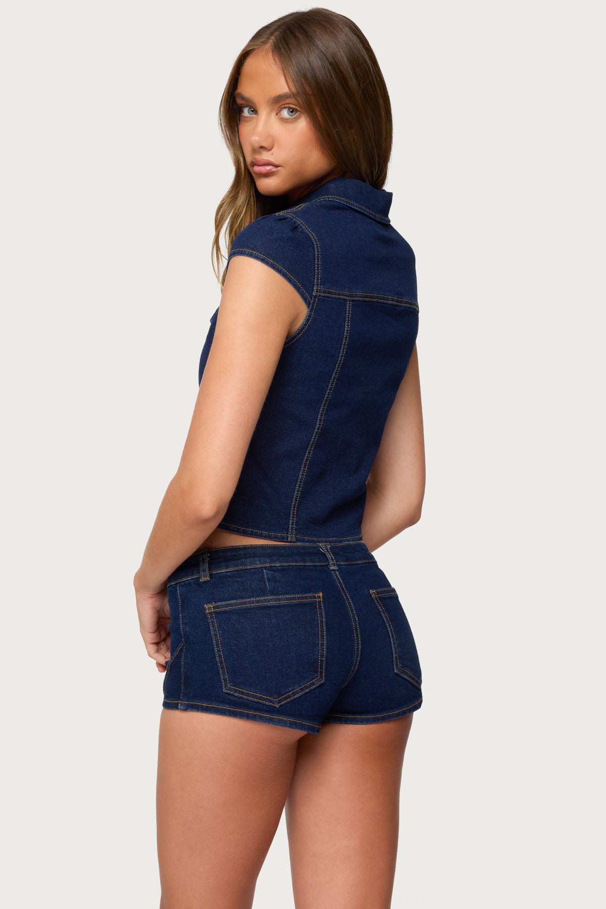 Contrast Stitch Button Up Denim Shirt - Image 6