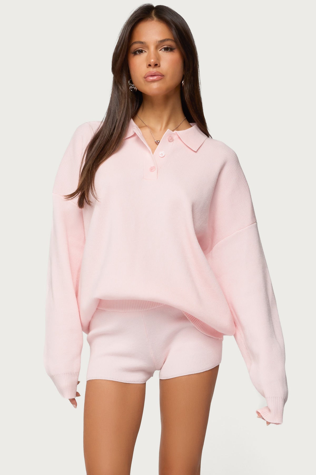 Lorie Oversized Knit Polo Sweater - Image 2