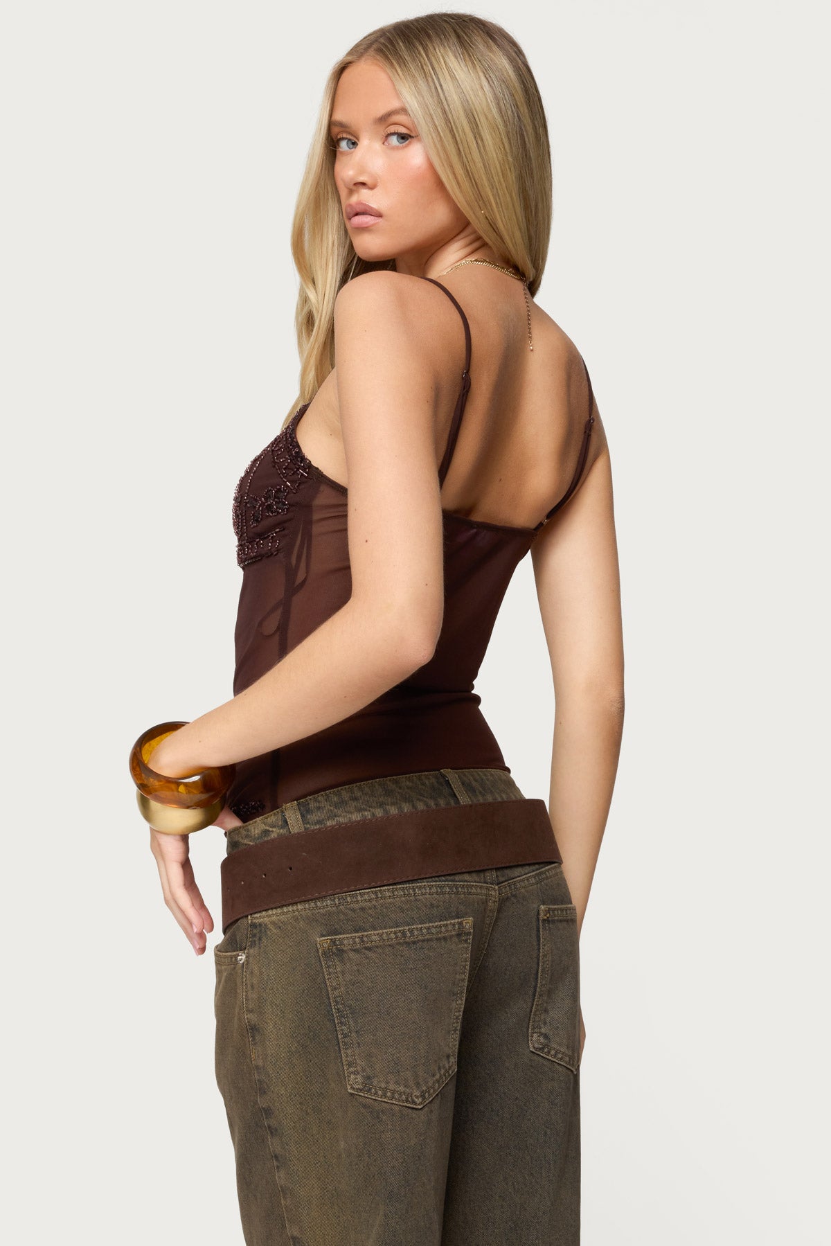 Azelia Beaded Sheer Mesh Top - Image 5