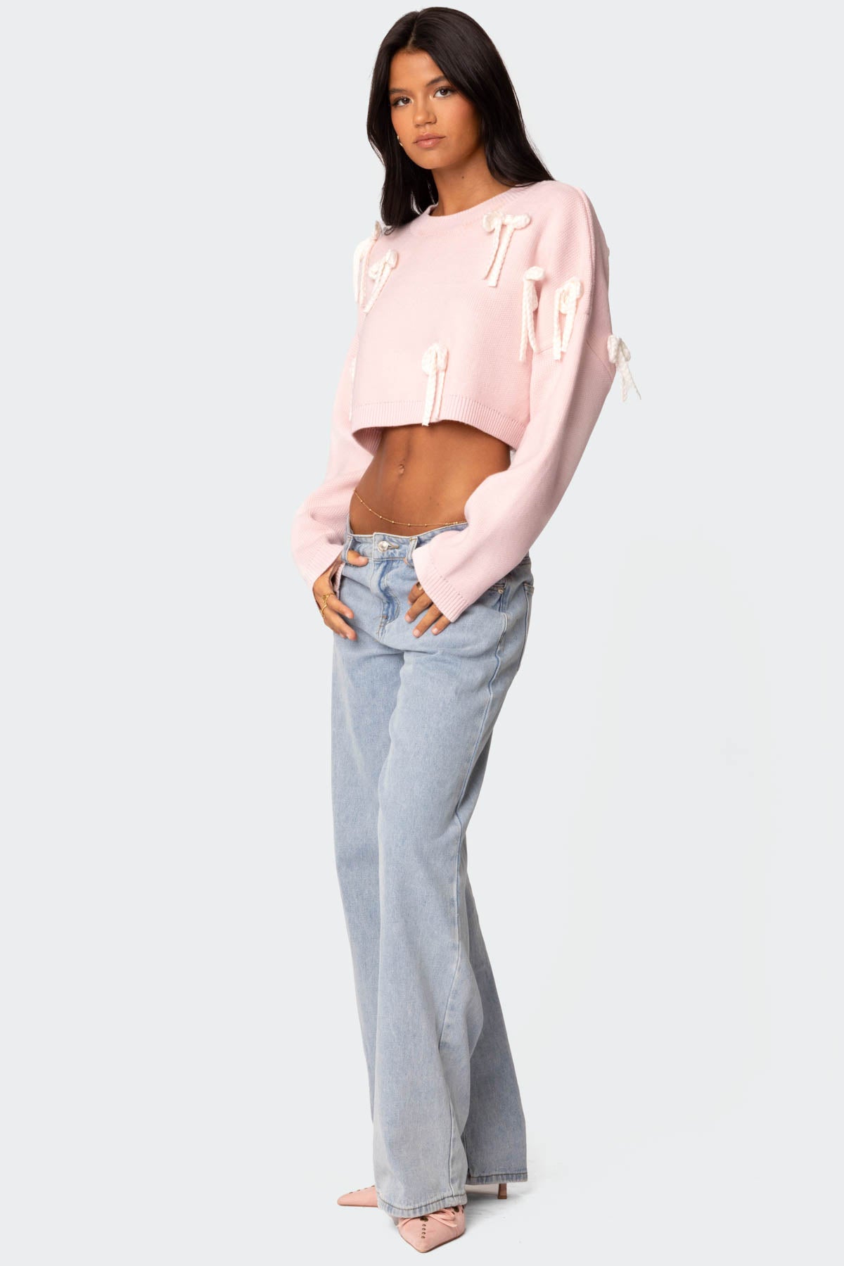 Chunky Bow Cropped Sweater - Image 5