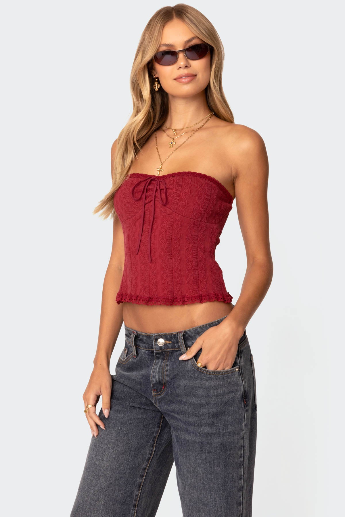 Lacey Knit Tube Top - Image 3