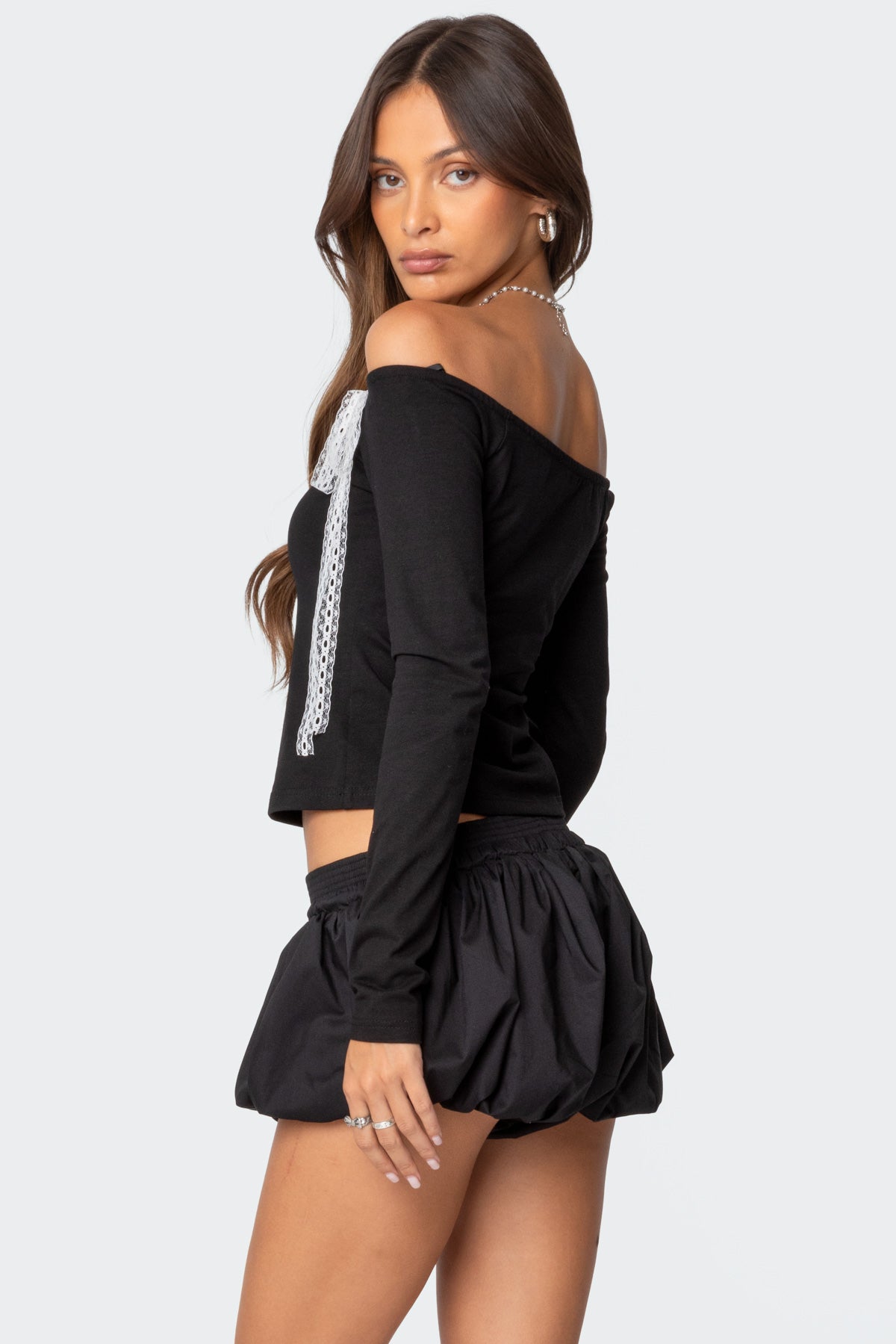 Lace Bow Off Shoulder Top - Image 5
