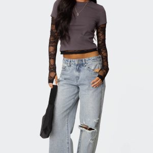 Adam Distressed Wide Leg Jeans