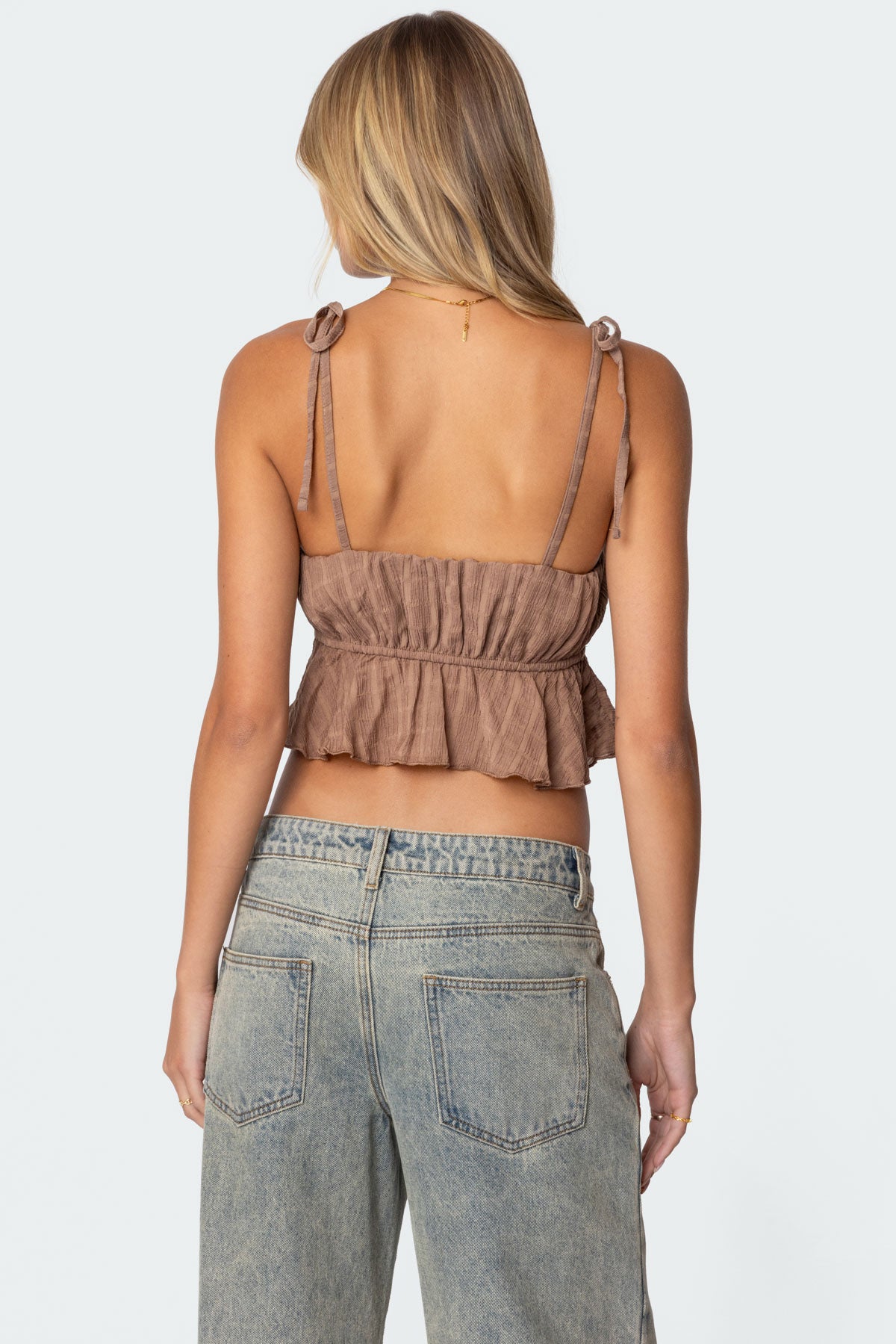 Rylie Textured Chiffon Flare Top - Image 3