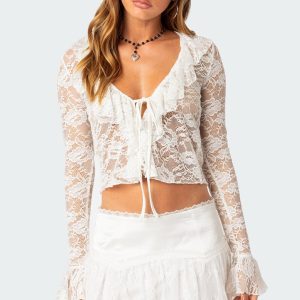 Josalie Tie Front Lace Top
