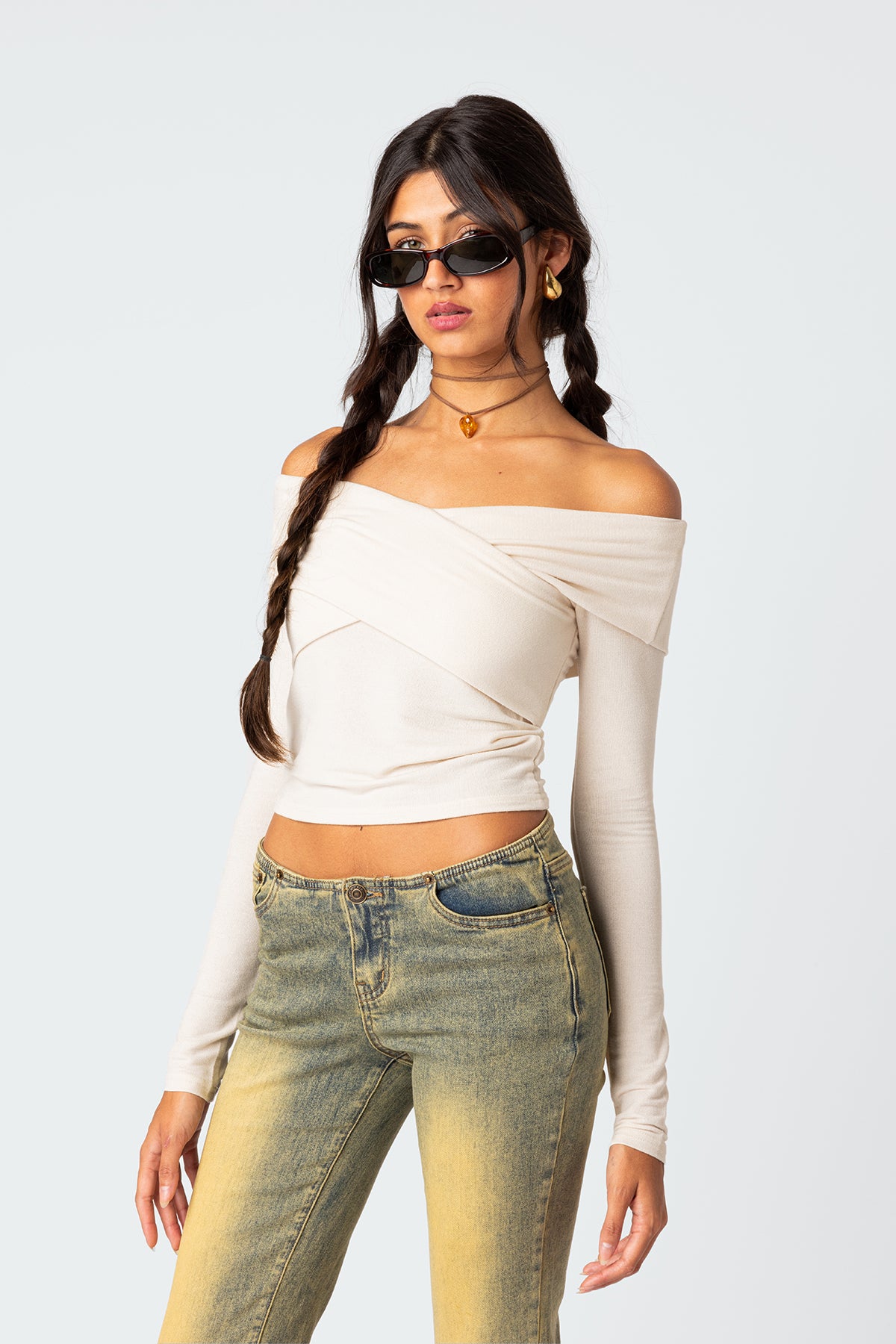 Crossover Off Shoulder Top - Image 3