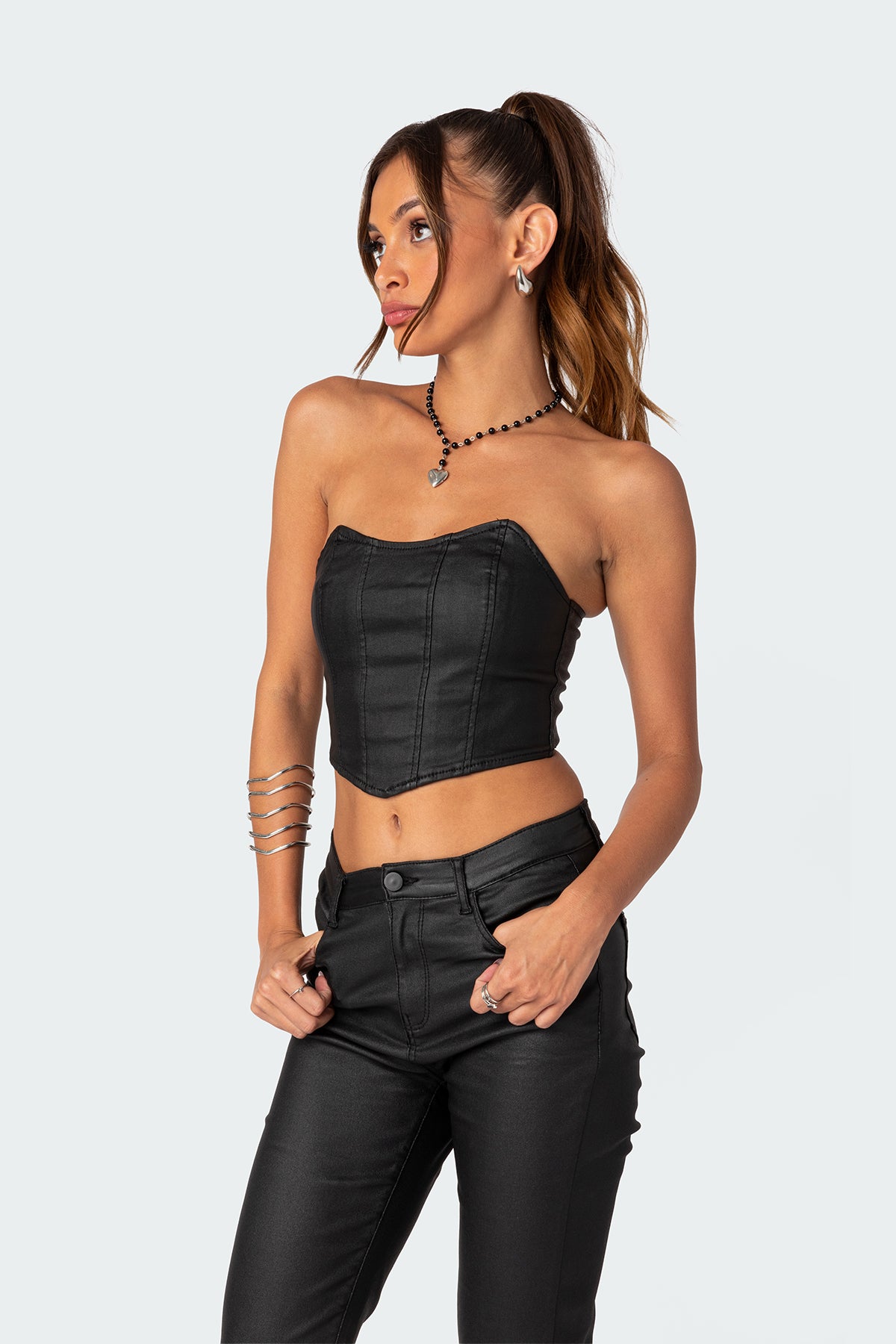 Luna Faux Leather Stretch Corset - Image 3