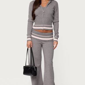 Kaliya Stripey Fold Over Knit Pants