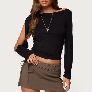 Cade Cutout Sleeves Boat Neck Top