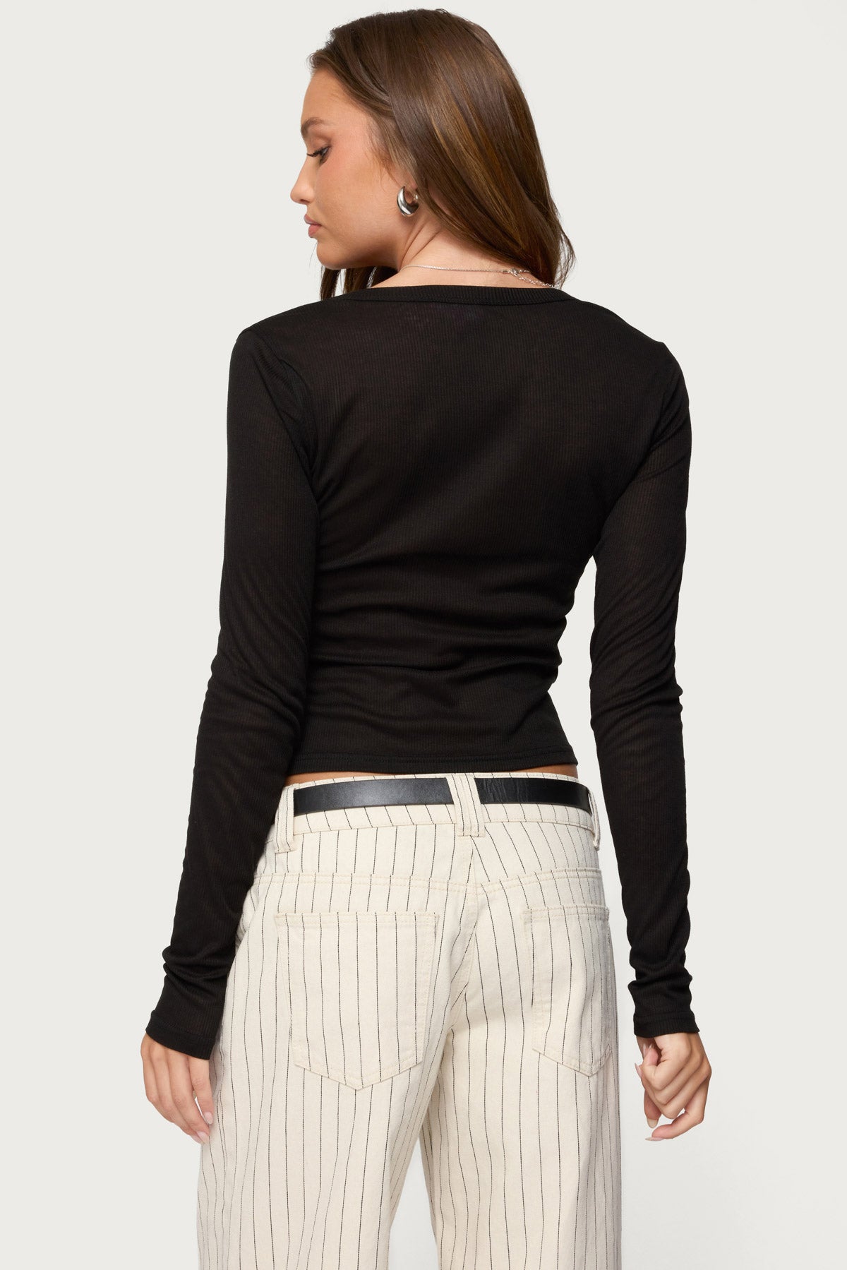 Nettie Ribbed Henley Top - Image 5