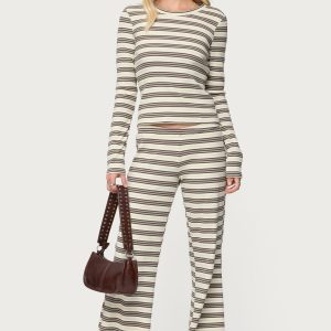 Avalie Striped Ribbed Pants