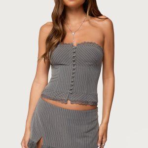 Mona Lacey Pinstripe Strapless Corset