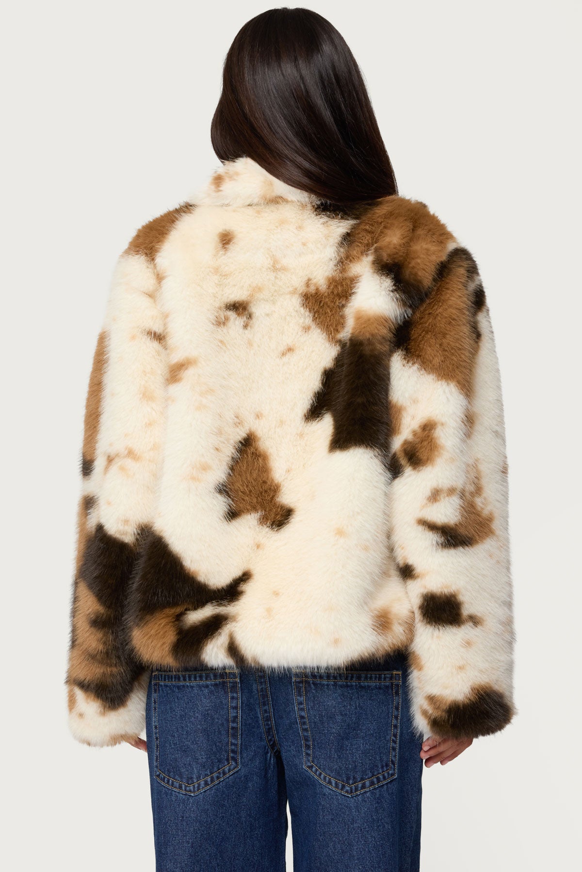 Rayan Cow Print Faux Fur Jacket - Image 6