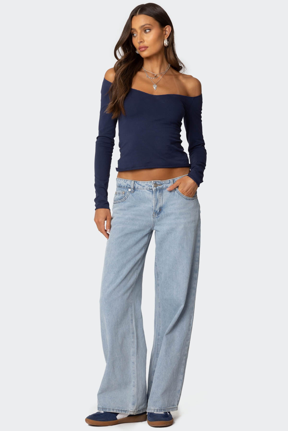 Nattie Off Shoulder V Neck Top - Image 5