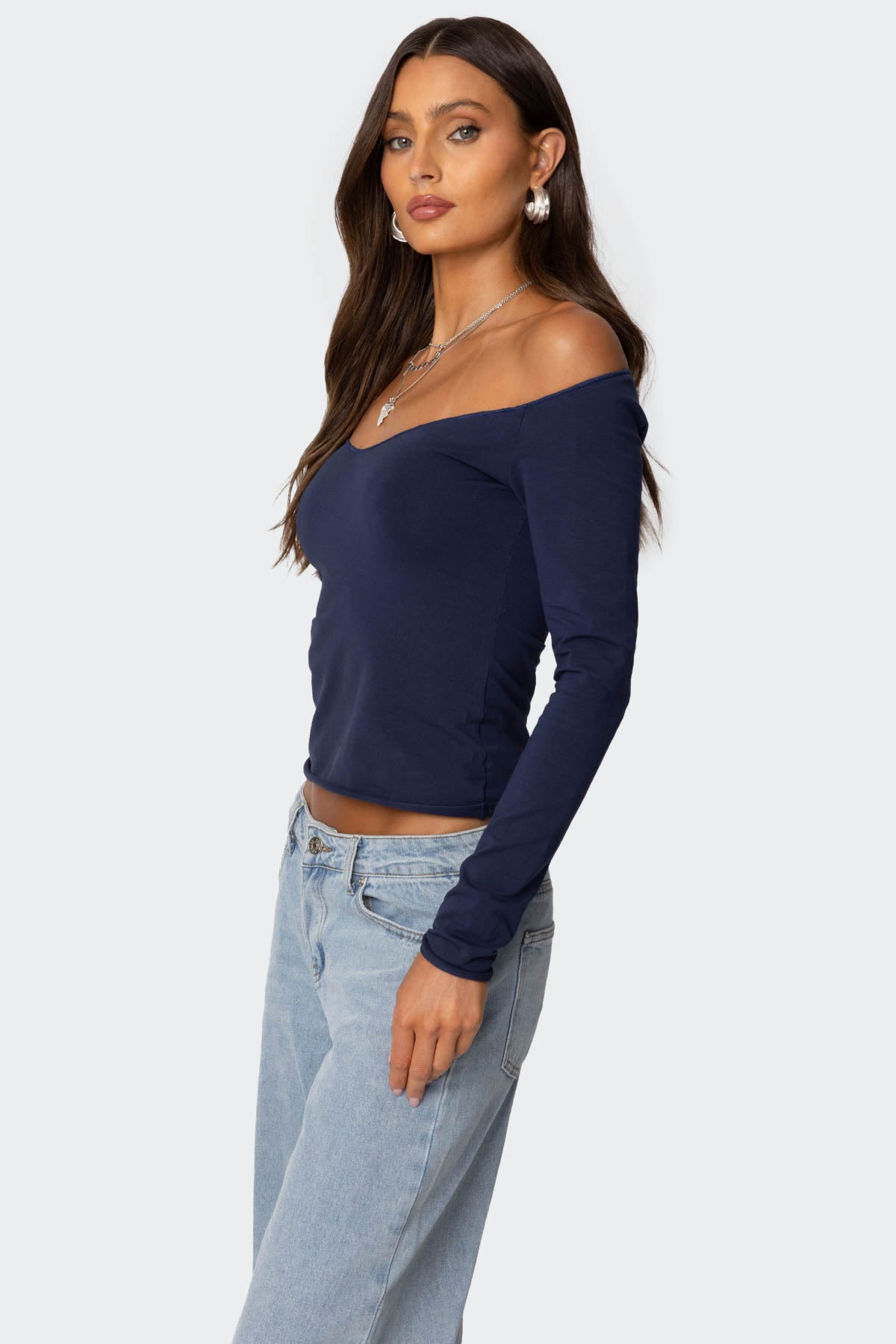 Nattie Off Shoulder V Neck Top - Image 3