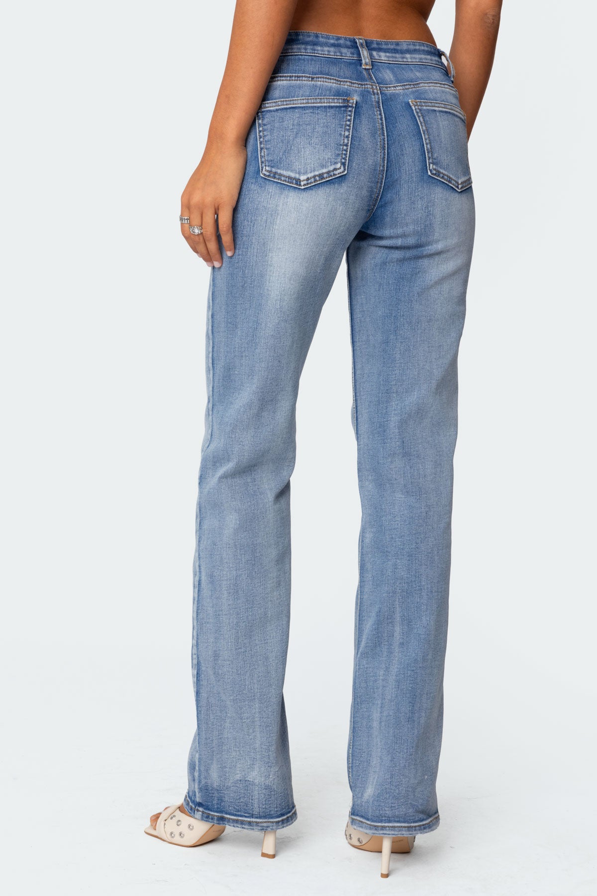 Boot Cut Washed Low Rise Jeans - Image 5