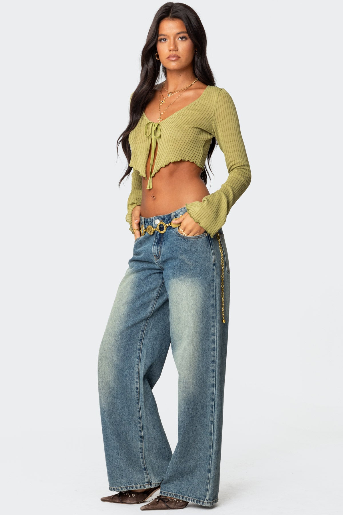 Bekkah Ribbed Knit Tie Front Top - Image 4