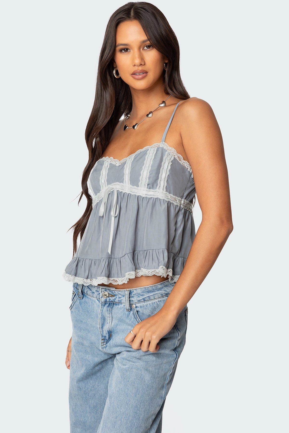 Lace Trim Babydoll Tank Top - Image 3