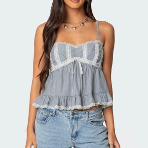 Lace Trim Babydoll Tank Top