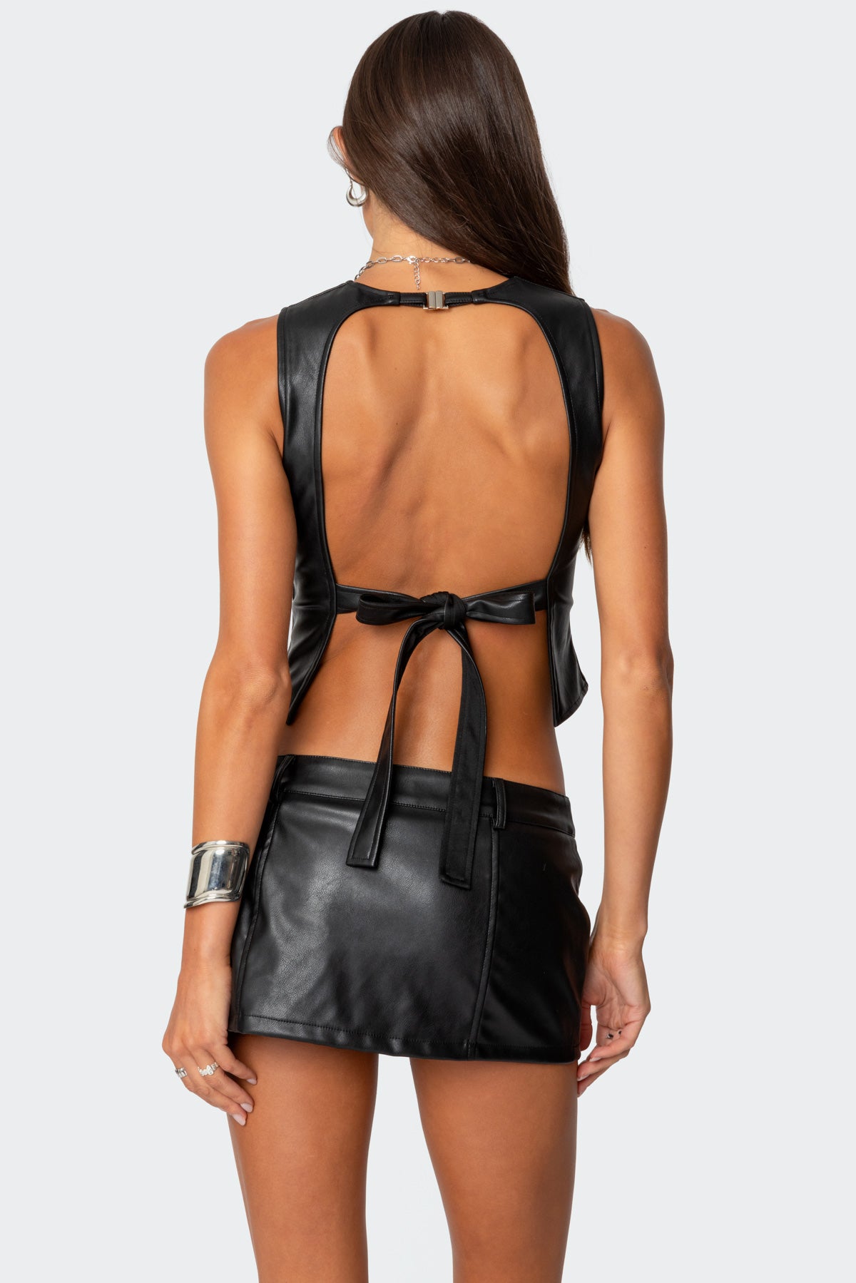 Frances Backless Faux Leather Top - Image 5